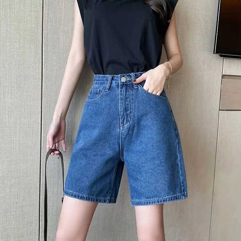 Summer Female Korean Leisure High Waist Jeans Lady Classic Solid Thin Denim Shorts Girls Retro Fashion Short Pants M260319