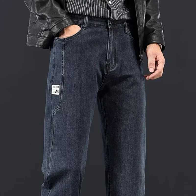 2026 Spring Autumn New Fashion Men Jeans Male Baggy Straight Leg Business Casual Comfortable Plus Size Wide Leg Denim Trousers M260319