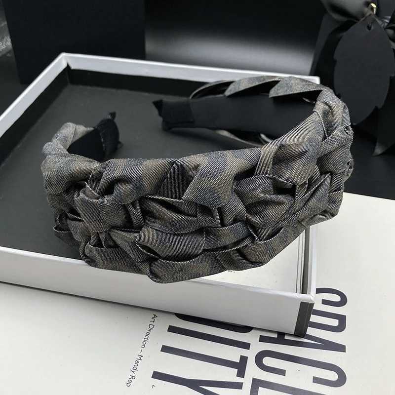 Retro woven hairpin headband for women with high skull top adult daily wide edge hair compression face wash headband H260319