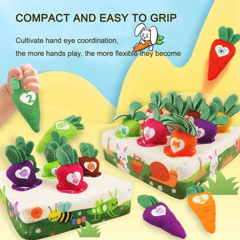 Montessori Toys Pull Carrot Plush Sensory Toys for Babies Development Game Matching Puzzle Educational Toys for Children Y260319