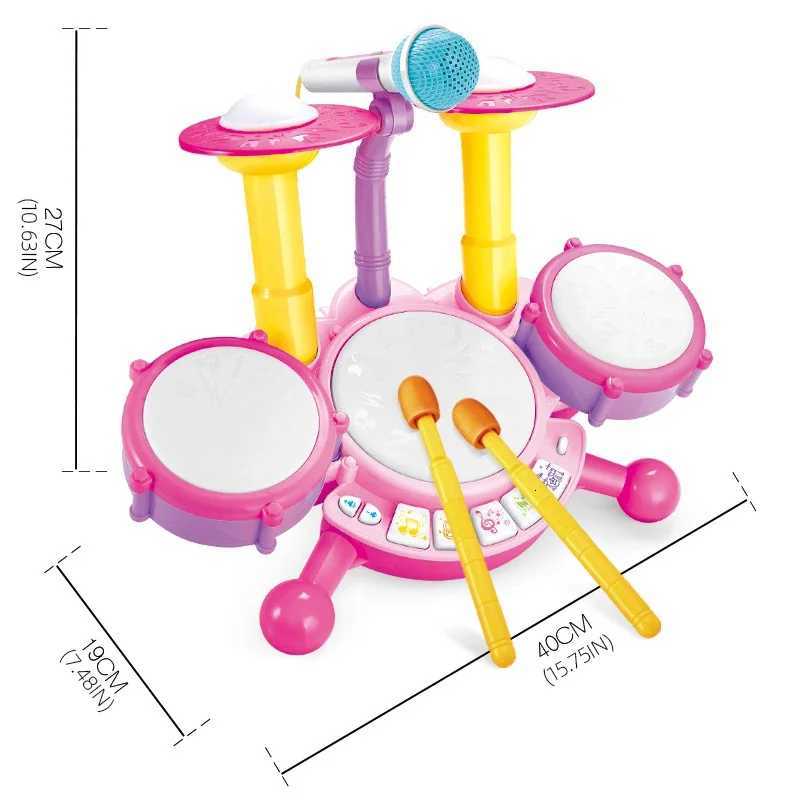 Musical Instruments Children Jazz Drums Electric Light Cool Music Drum Kit Percussion Sound Maker Baby Early Education Toys Gift Y260319