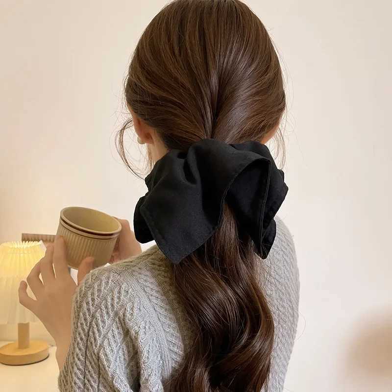 22x22cm Vintage Retro Women Oversized Denim Square Scrunchie Female Ponytail Hair Ties Elastic Hair Band Headwear Accessories H260319