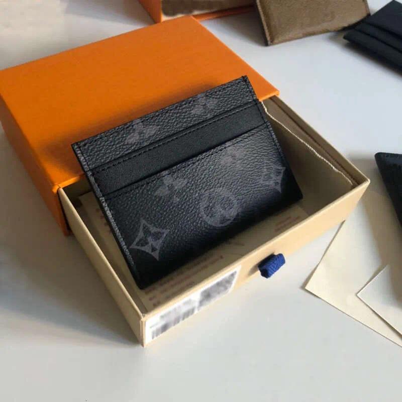 Top Designer Leather credit Card Holder Metal flower decoration Wallet Short Case evuitunns business card Purse Brown Women Men Key Coin Famous