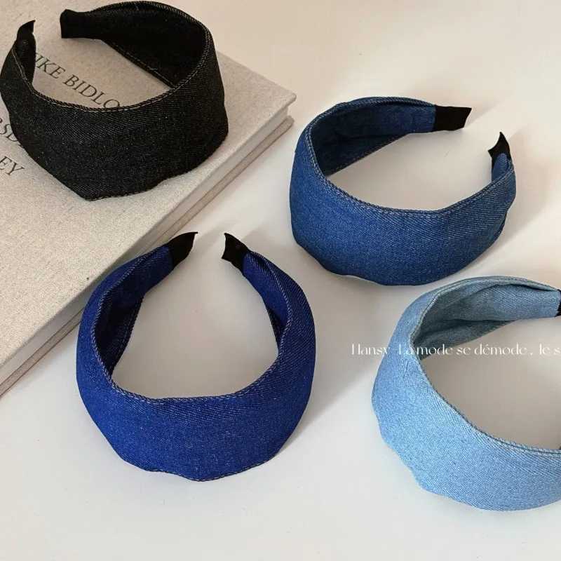 Korean Style Simple Ultra-Wide Denim Fabric Wide Edge Headband New Fashion Versatile Face-Slimming Hair Accessory Headband New H260319