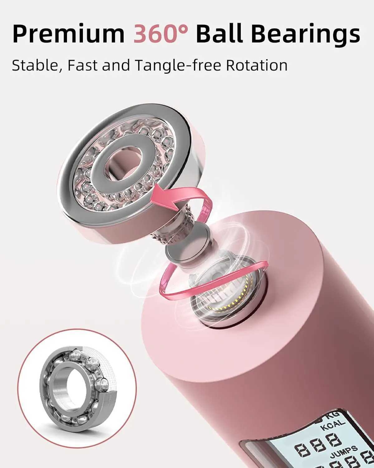 Cordless Jump Rope with LCD Display Weighted Ball for Adults - Adjustable Fitness Tool M260319