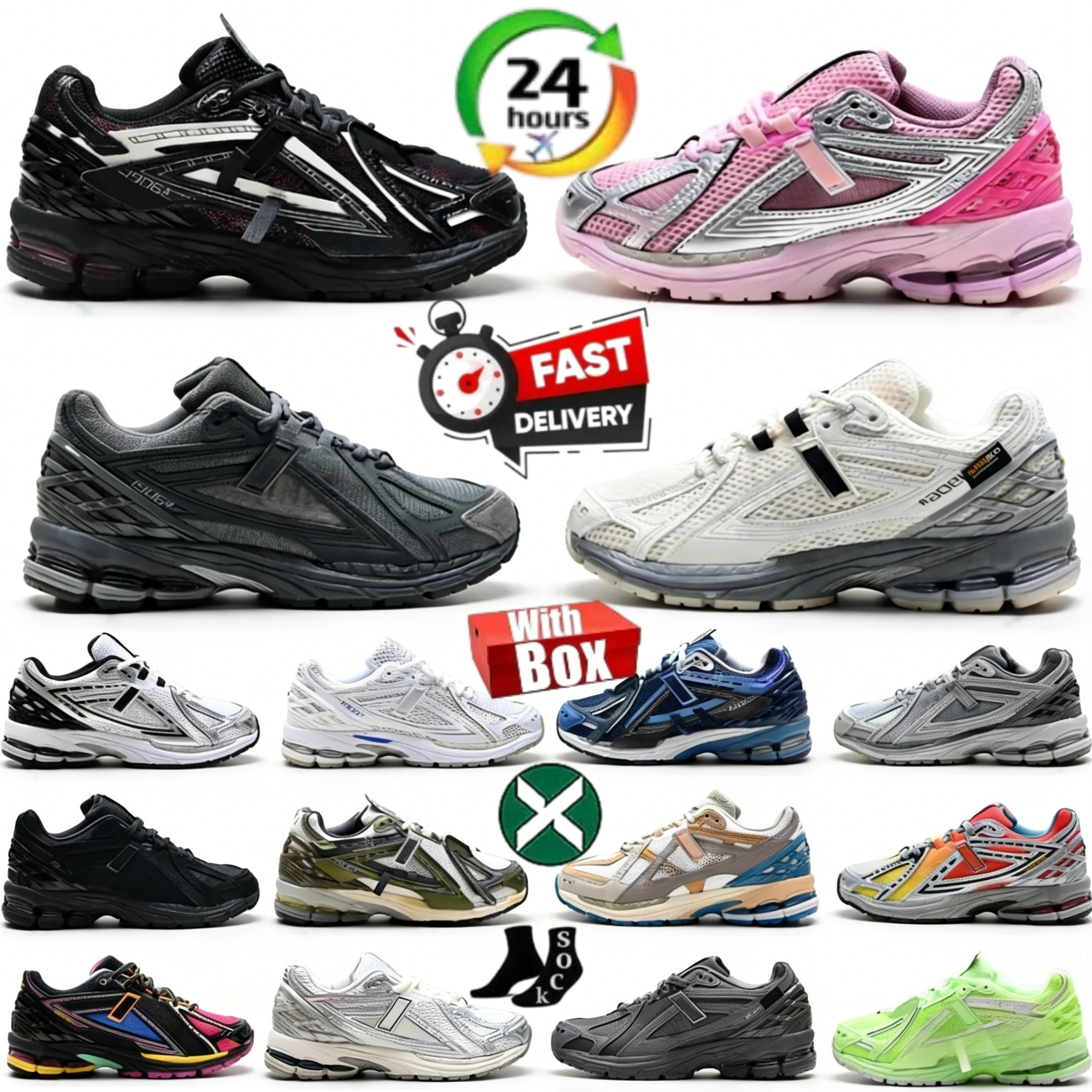 Designer Shoes 1906r Running Shoes Luxury 1906D Protection Pack Mens Sneakers Silver Black White Metallic Gold Leather Womens Trainers size 36-47