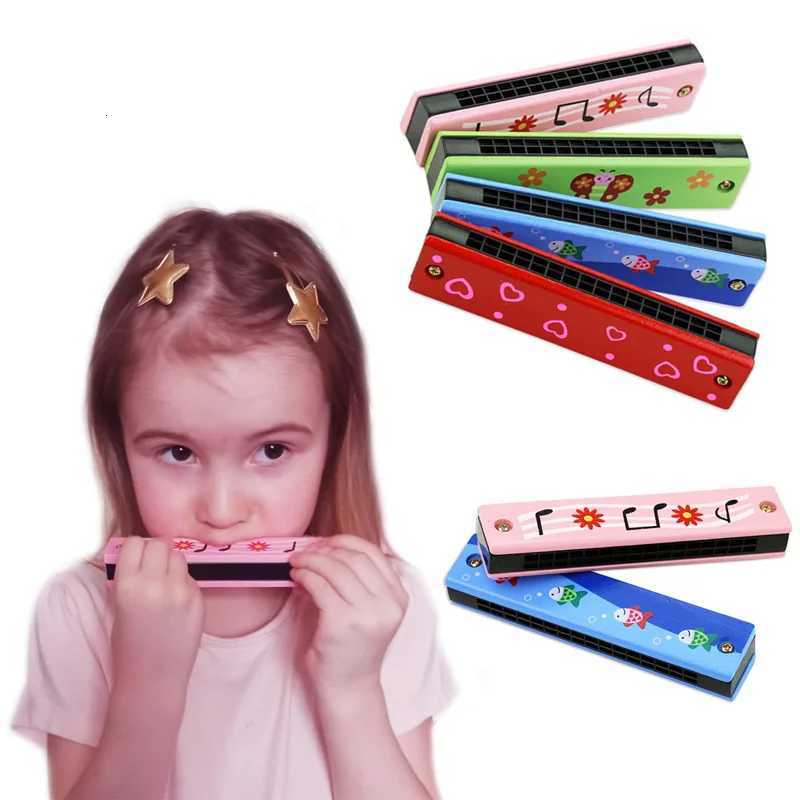 Childrens wooden painted harmonica Montessori puzzle toy cartoon pattern childrens musical instrument enlightenment music toy Y260319