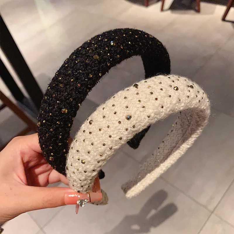 French retro plush rhinestone wide edge sponge hair accessories hoops headband for women high cranial top hair clips headbands H260319