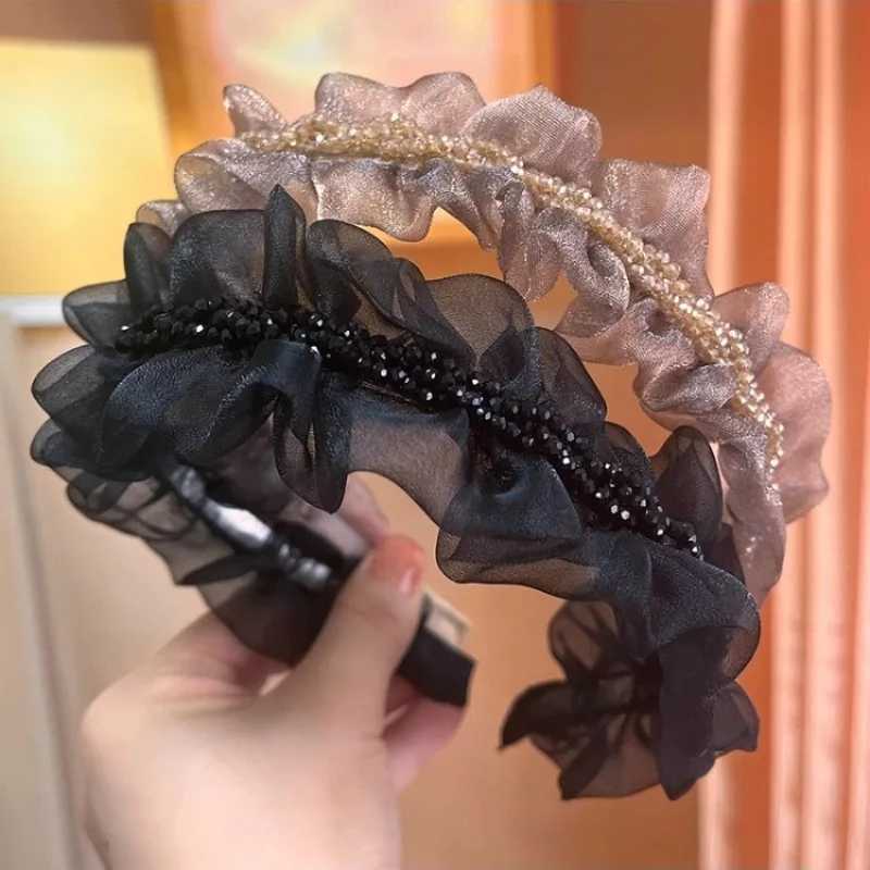 Temperament mesh hoops headband hair woman crystal hair bands for girls hair clips for washing face new in hair accessories H260319