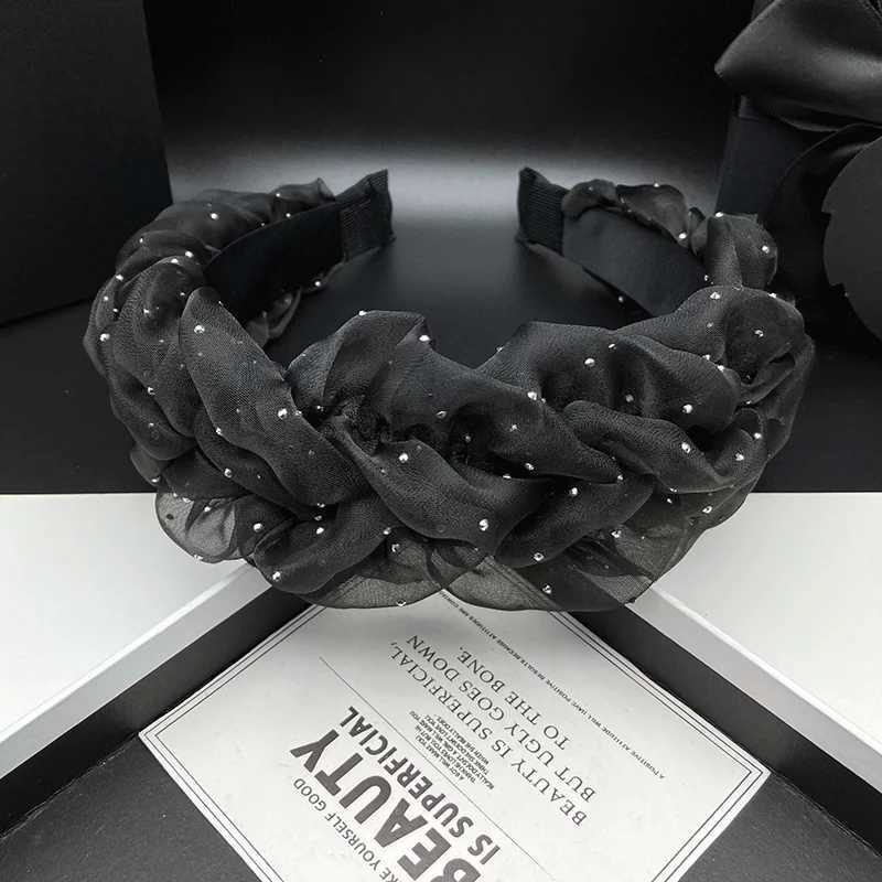 New mesh headband for women with high skull top and rhinestone hot stamping for daily hair and face washing H260319