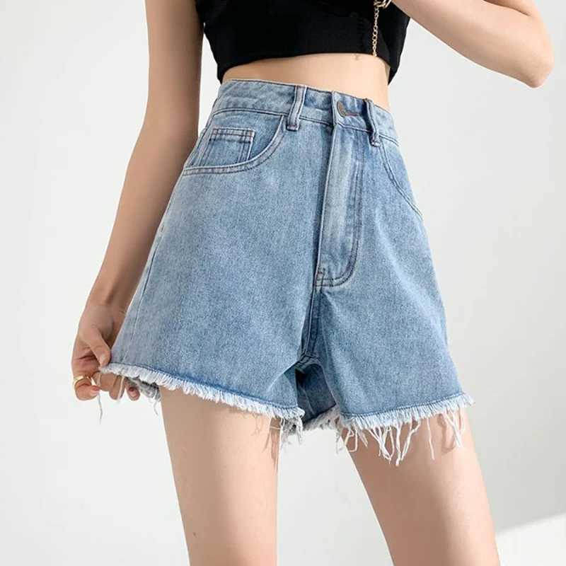 2026 Summer Hot Sale Female Korean Casual Jeans Lady Classic High Waist Denim Shorts Girls Fashion Ripped Short Pants M260319