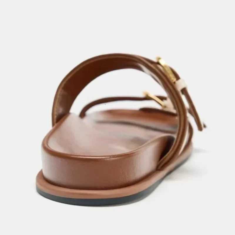 Fashion Denim White Slide Sandals Women Luxury Metal Belt Buckle Decoration Flat Slippers Summer Comfortable Women Beach Shoes Z260318 - view 5