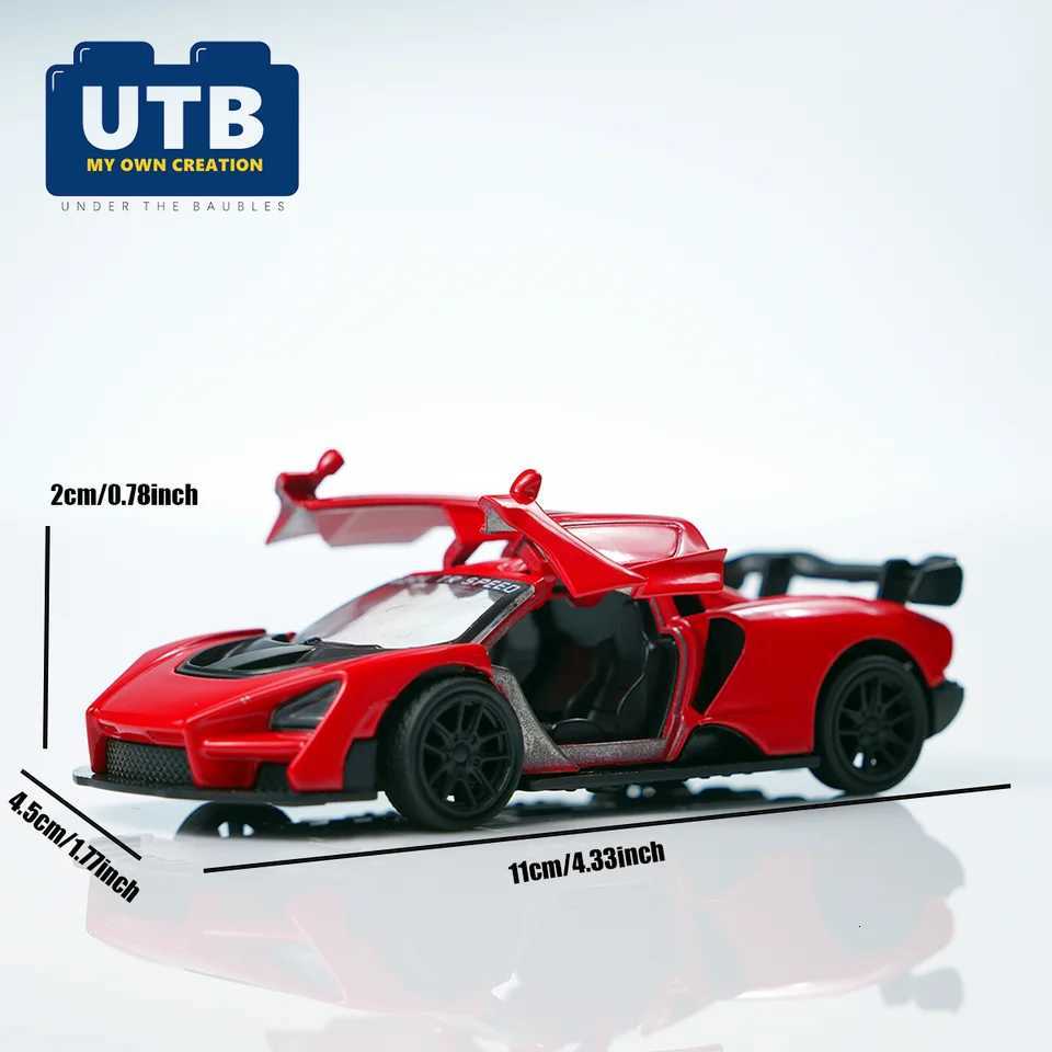 143 New Red Alloy Die-Cast Sports Pull-Back Racing Car Model Toy with Openable Doors Realistic Ornament Gift for Boys Birthday Christmas and Holidays 