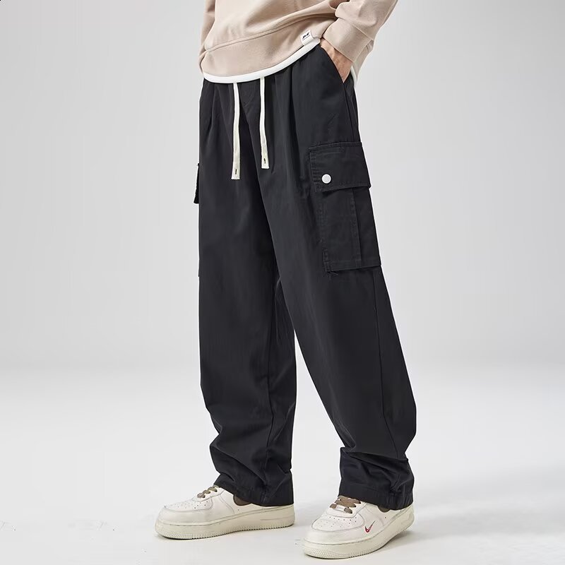 Khaki Nanamica Easy Cargo Pant Minimalist Fashion Style Loose Retro Multi Pocket High Quality Mens Pants 240807
