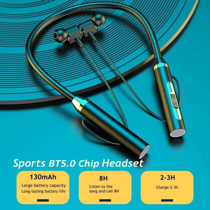 Magnetic Neckband Earphone 130mAh Wireless Bluetooth Running Sports Headphones Earplug Waterproof Noise Cancele with Microphone D260319