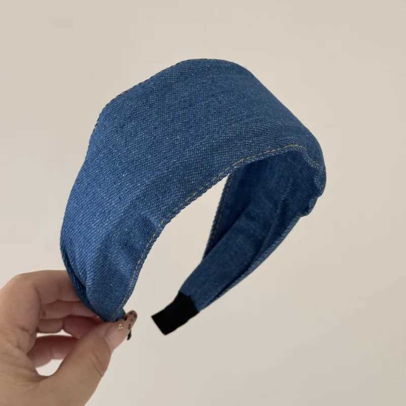 Korean Style Simple Ultra-Wide Denim Fabric Wide Edge Headband New Fashion Versatile Face-Slimming Hair Accessory Headband New H260319