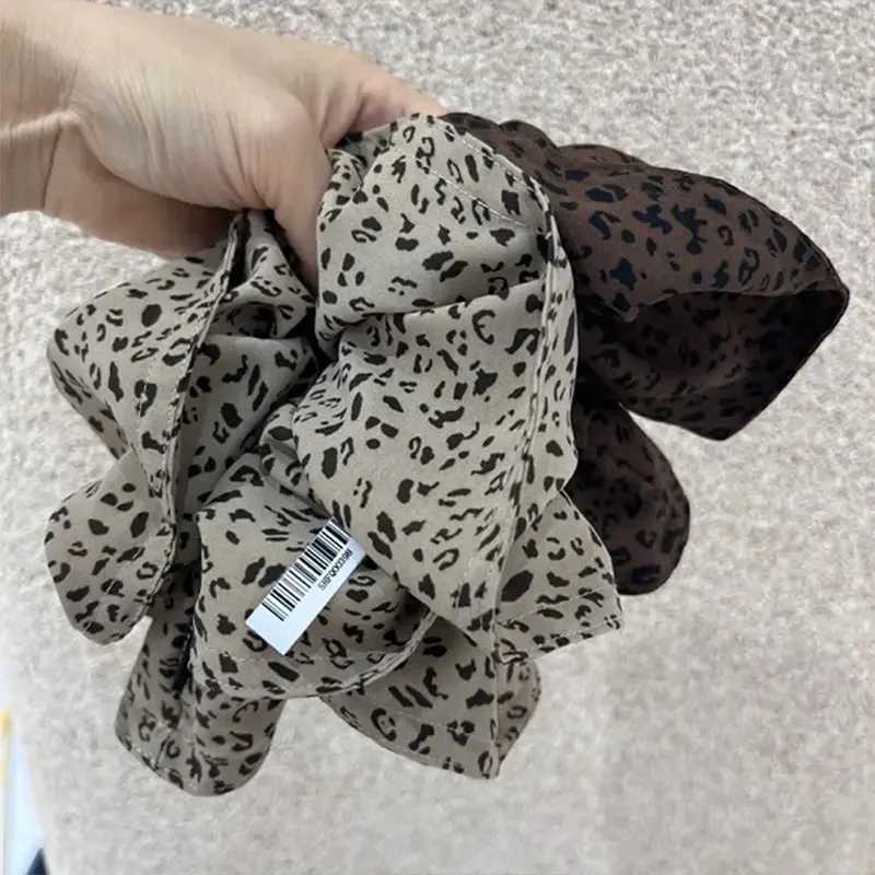 Vintage Leopard Print Large Scrunchie For Women Girls Sweet Hair Ornament Hair Tie Hair Band Hair Ring Fashion Hair Accessories H260319