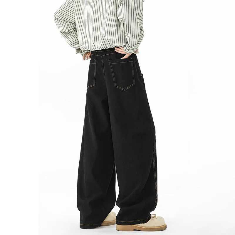 Japanese Korean Casual Black Straight Leg Jeans MenS Spring Autumn Jeans High Street Loose Pants Wide Leg Pants M260319