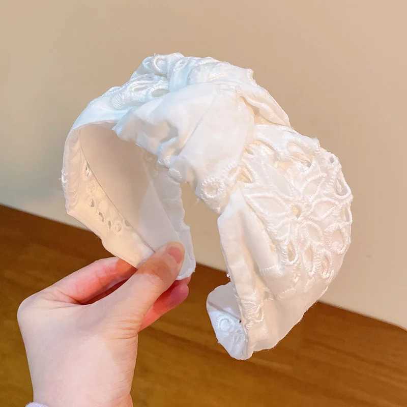 Embroidery Fabric Wide Hairbands For Women Girls Headwear Fashion Knotted Headbands Female Elastic Hair Hoop Hair Accessories H260319