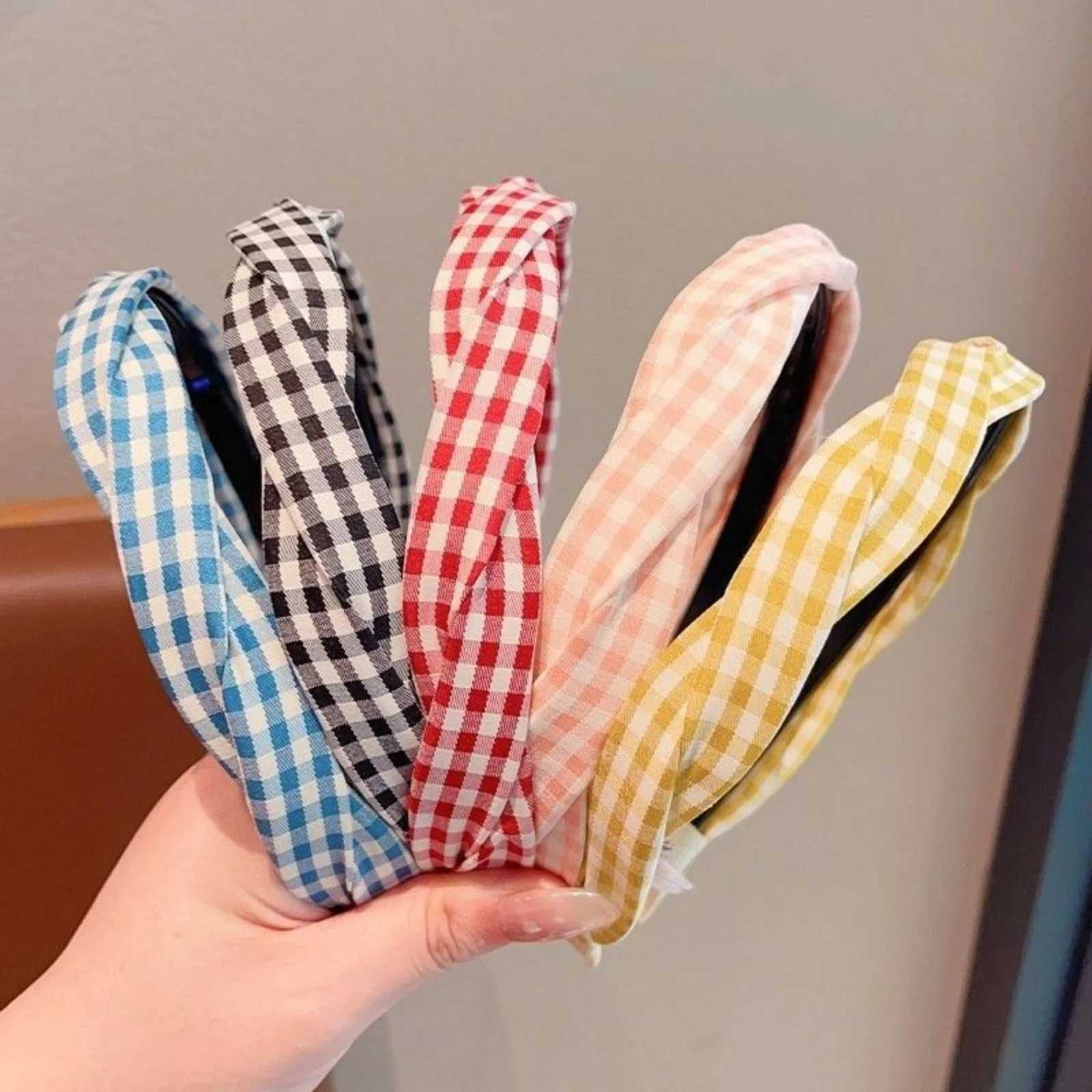 1PC Assorted Color Plaid Headbands Twisted Pattern Cute Hair Accessories for Women Trendy Daily Party Hair Decor H260319