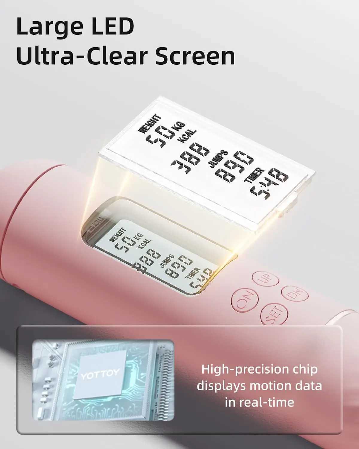 Cordless Jump Rope with LCD Display Weighted Ball for Adults - Adjustable Fitness Tool M260319