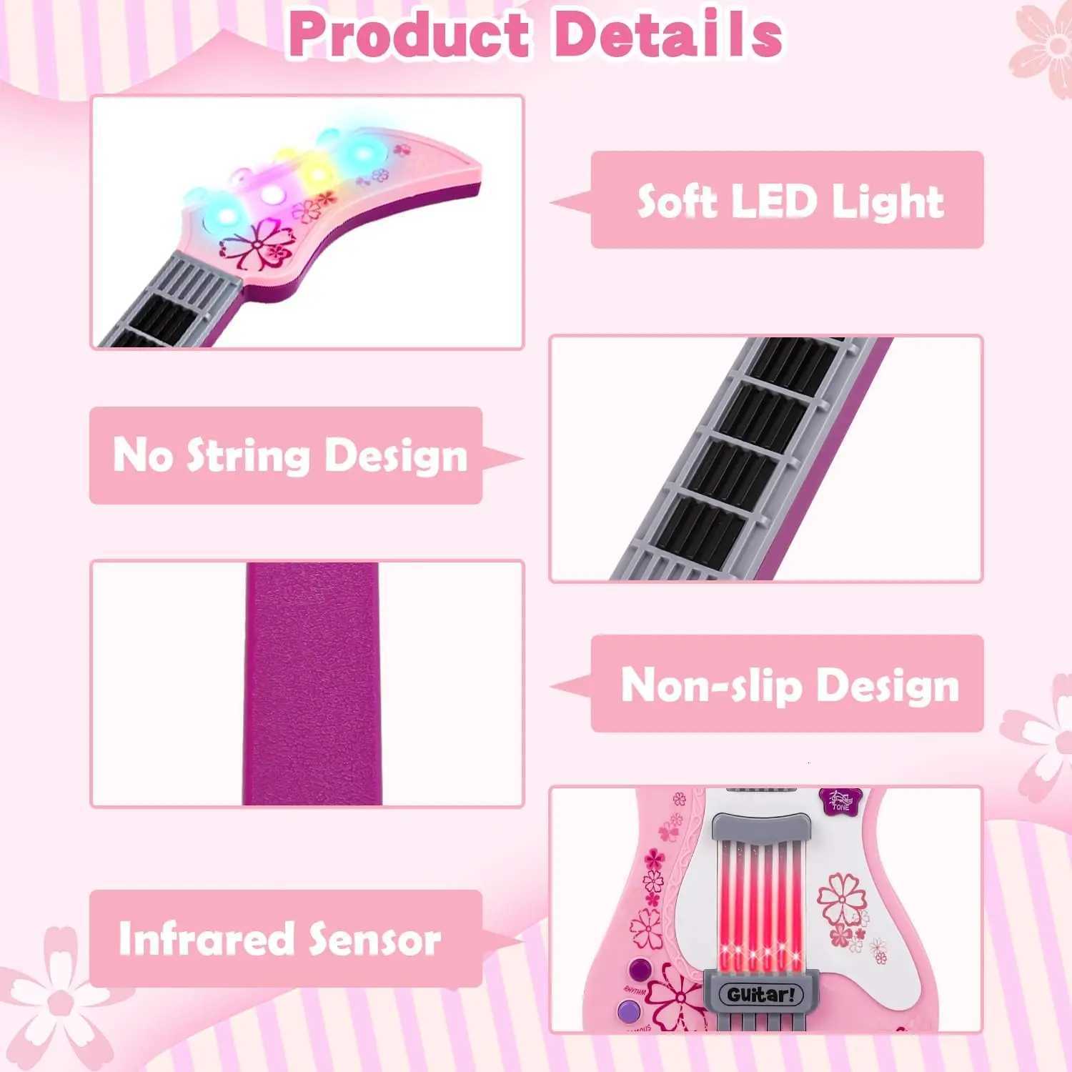 Childrens electric guitar musical toy infrared sensor early childhood electronic music enlightenment gift for boys and girls Y260319