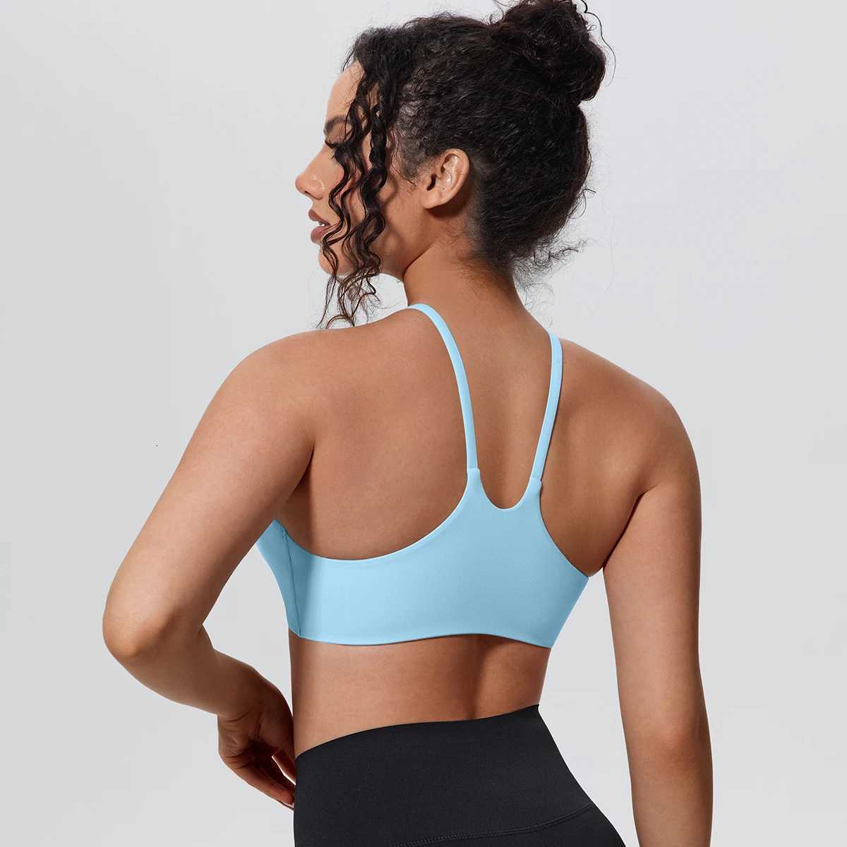 Summer Women Yoga Bra Solid Color Breathable Shockproof Workout Top Vest Sexy Backless Strap Bra Gym Sports Running Yoga Bra Z20260319