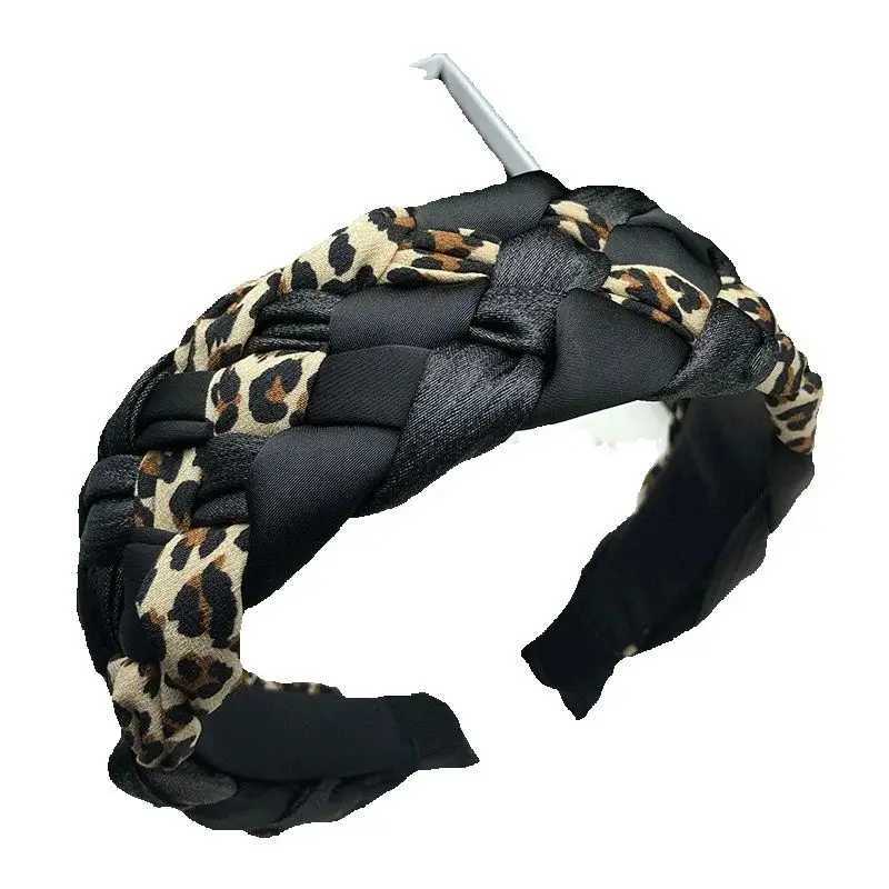 New leopard print woven hairpin headband for women with high skull top color matching fashionable and stylish hair tie H260319