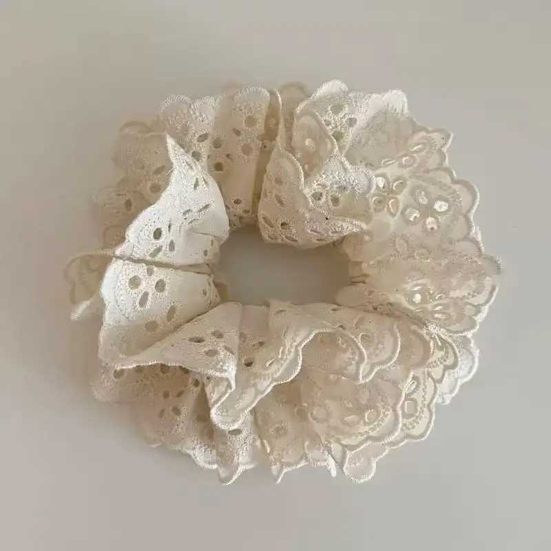 Elegant Embroidered Hollow Lace Double-Layer Large Intestine Hairband Hair Accessories For Women H260319