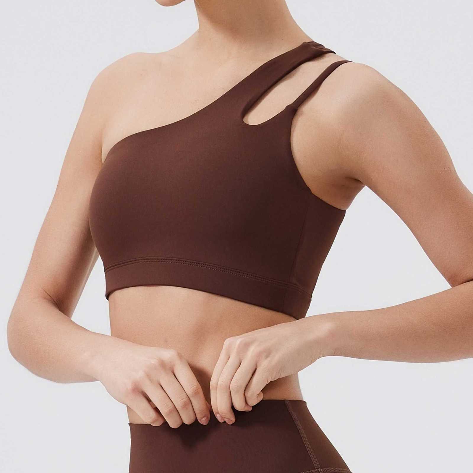 Women Sports Bra Push Up Fitness Bras One Shoulder Shockproof Yoga Bra Breathable Gym Yoga Running Bra Sexy Vest Z20260319