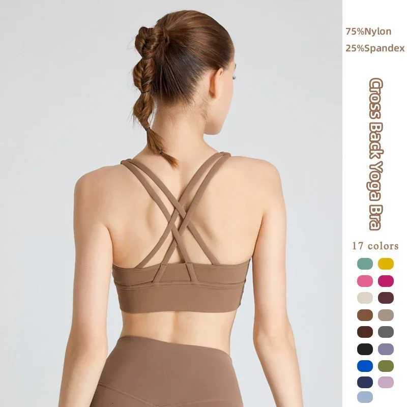 Women Fitness Yoga Bras Cross Back Yoga Bra Tops Shockproof Breathable Quick-Drying Workout Vest Running Fitness Crop Tops Z20260319