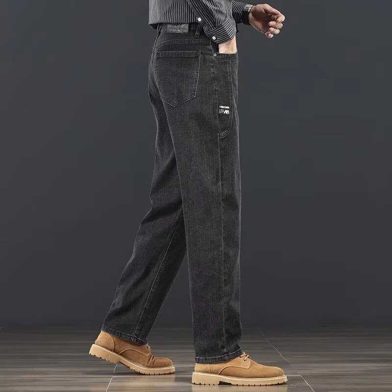 2026 Spring Autumn New Fashion Men Jeans Male Baggy Straight Leg Business Casual Comfortable Plus Size Wide Leg Denim Trousers M260319