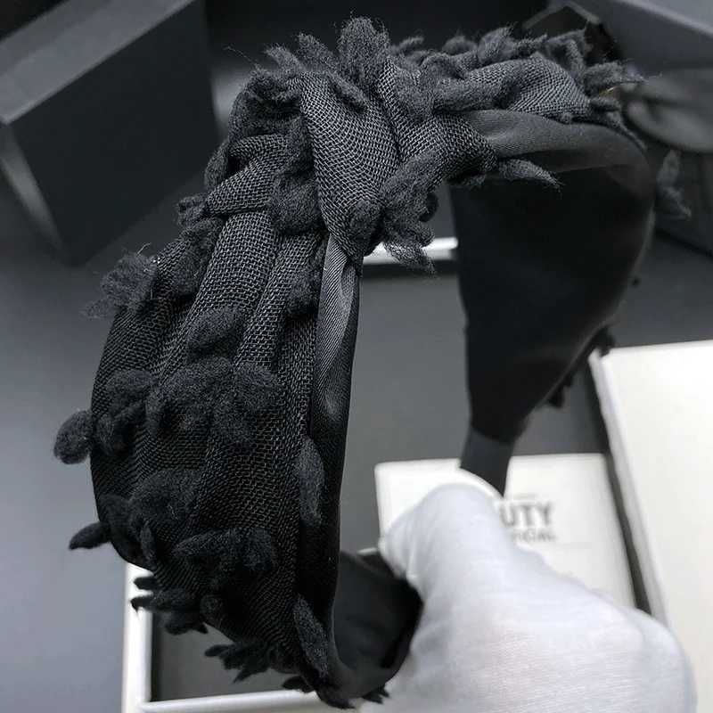 Original design Black hair clip headband for women new adult fashion hair tie headband with wide edge compression headband H260319