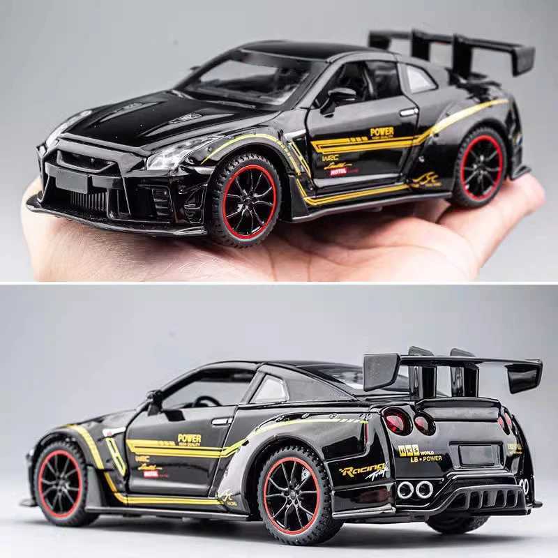 1/32 Nissan GTR R35 Alloy Racing Car Diecast Model Sound Light Pull Back Toy Collection Of Hobby Decorative Fine Ornaments Y260319