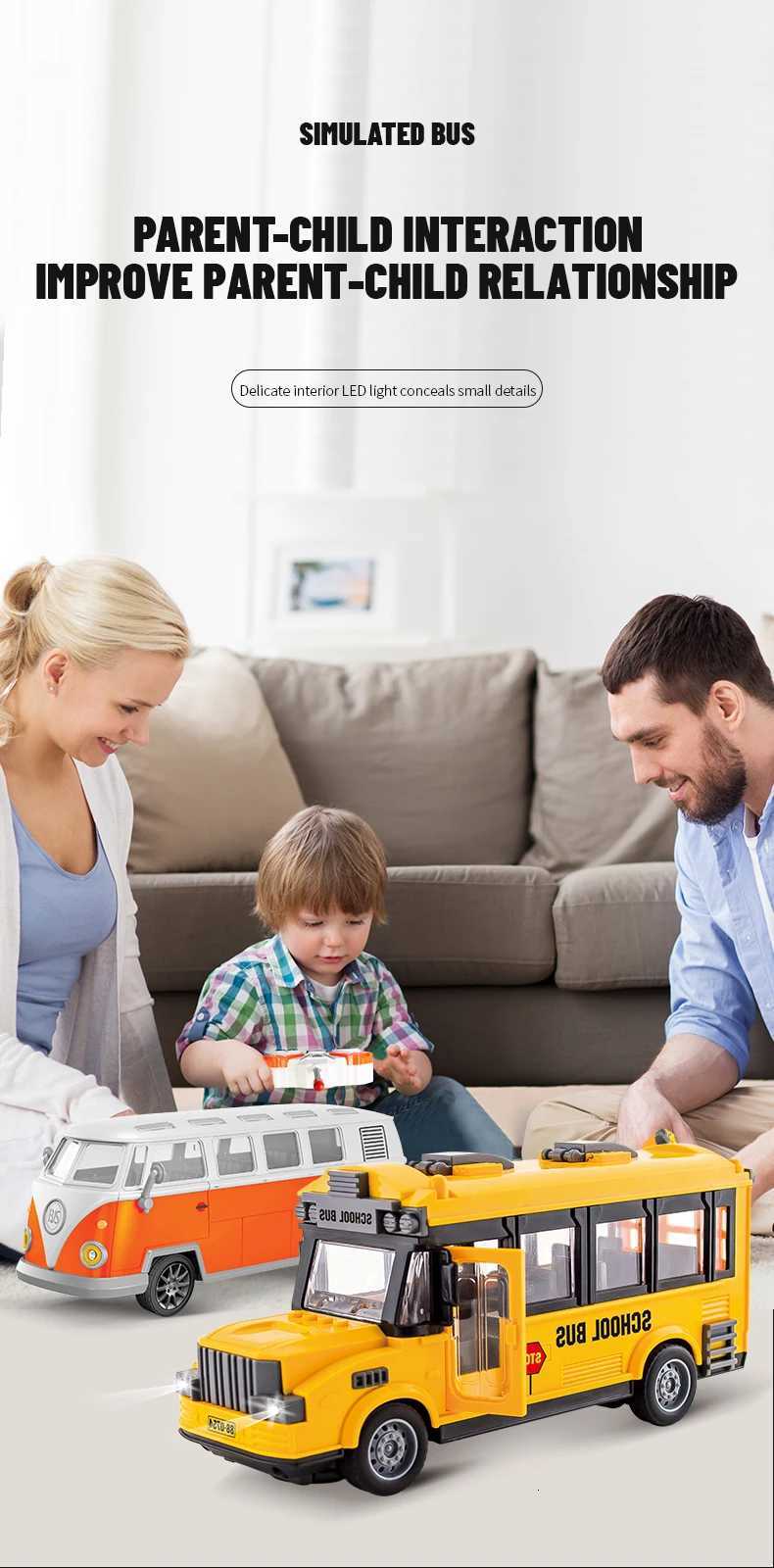 4-Channel RC Electric School Bus And Ambulance With LED Remote Control Sightseeing Bus With Openable Doors Y260319