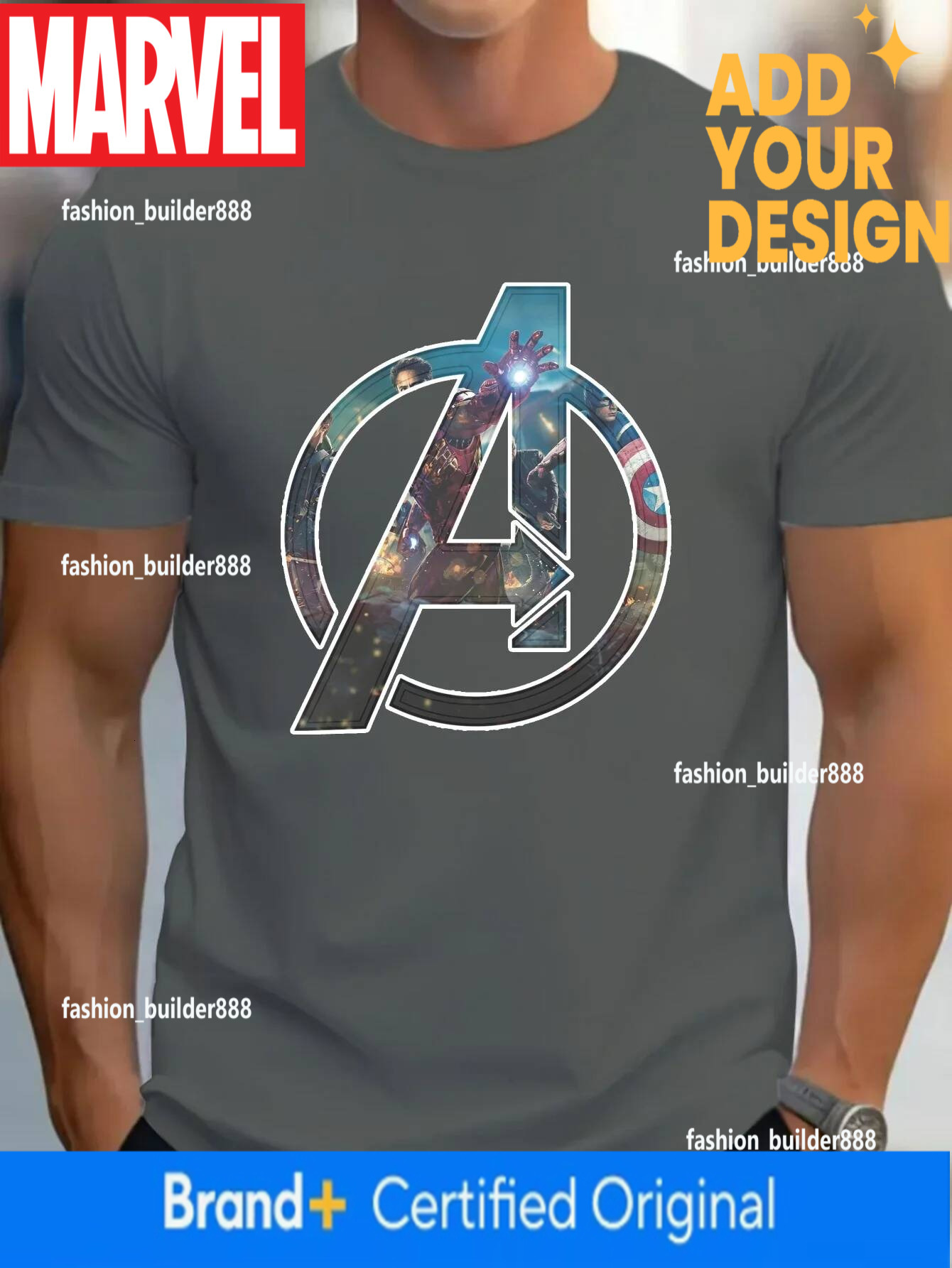 Marvel Tshirt Disney Graphic - Soft Cotton Blend Round Neck Short Sleeve Printed Letter Pattern Casual Summer Top for Men