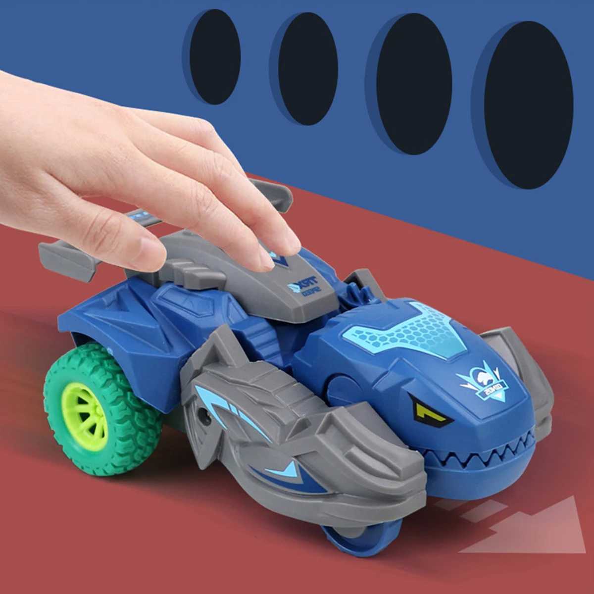 Dinosaur Car Deformation Car Toys Inertial Sliding One Step Action Collision Transform Mini Tyrannosaurus Rex Vehicles Toy Kids Y260319