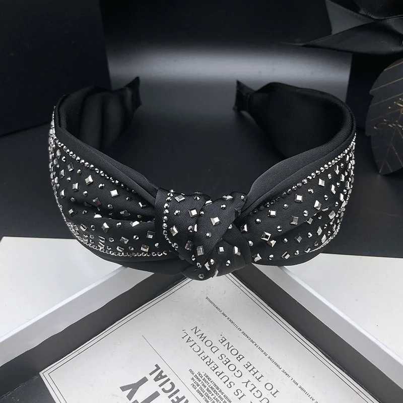 Black high-end temperament diamond studded hair clip womens retro fashion headpiece wide edged wash face headband H260319