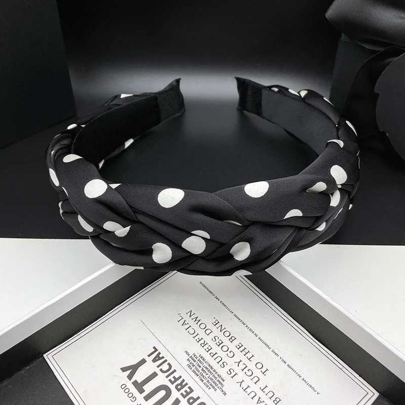 Retro polka dot new woven hairpin headband for women high skull top adult headwear hair pressure face wash headband H260319