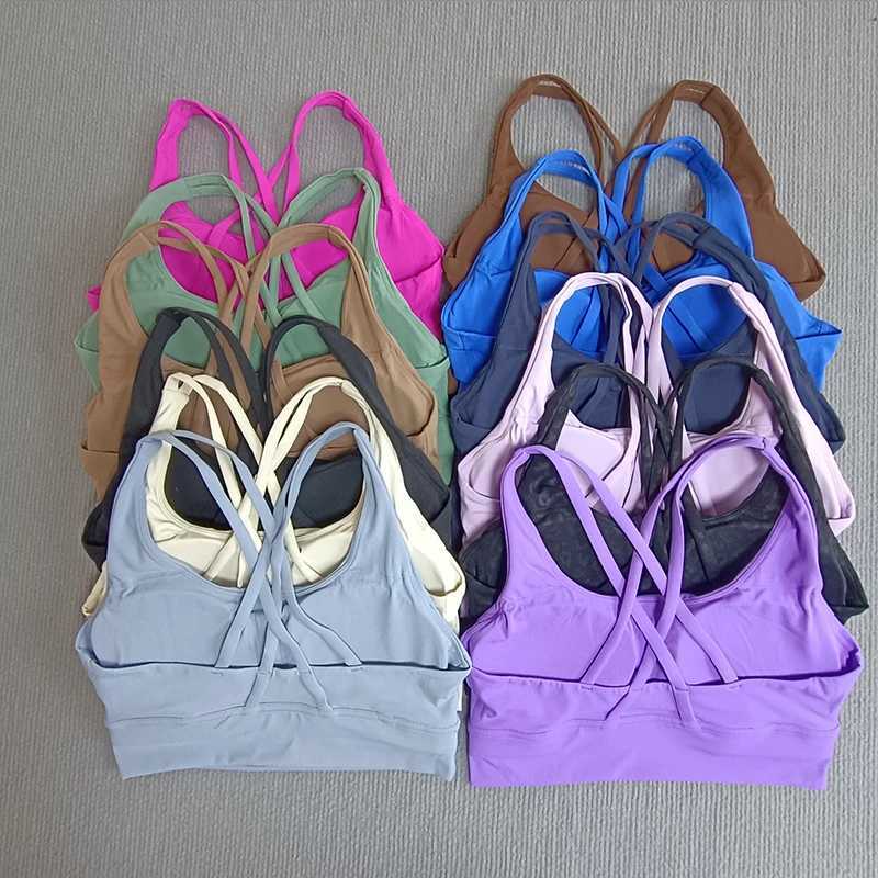 Yoga sports bra Solid color womens Bras Soft cross back sports bra fitness exercise tight fitting training jogging sports bras Z20260319