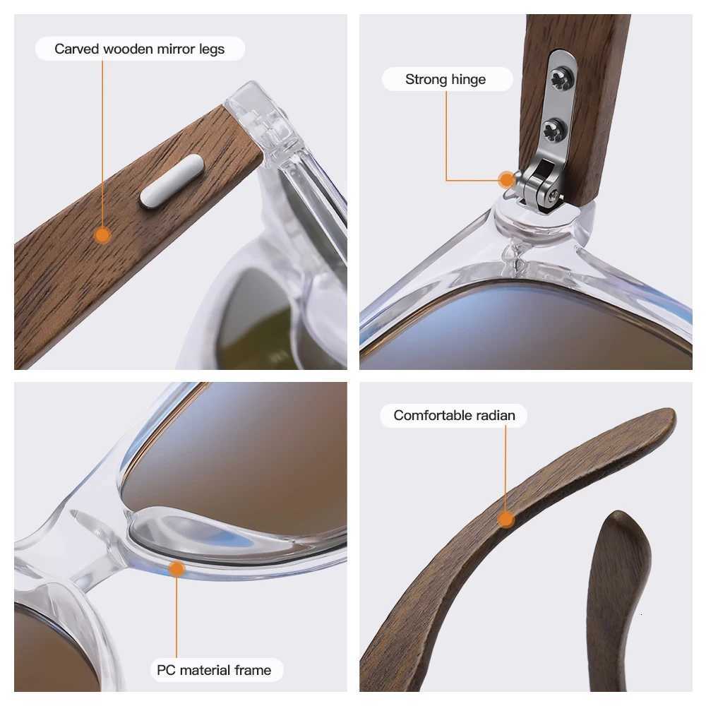 GM Brand Transparent Color Frames Sunglasses Men Womens Polarized Delicate Fashion Handmade Wood Sunglasses With Box H260319 - view 4