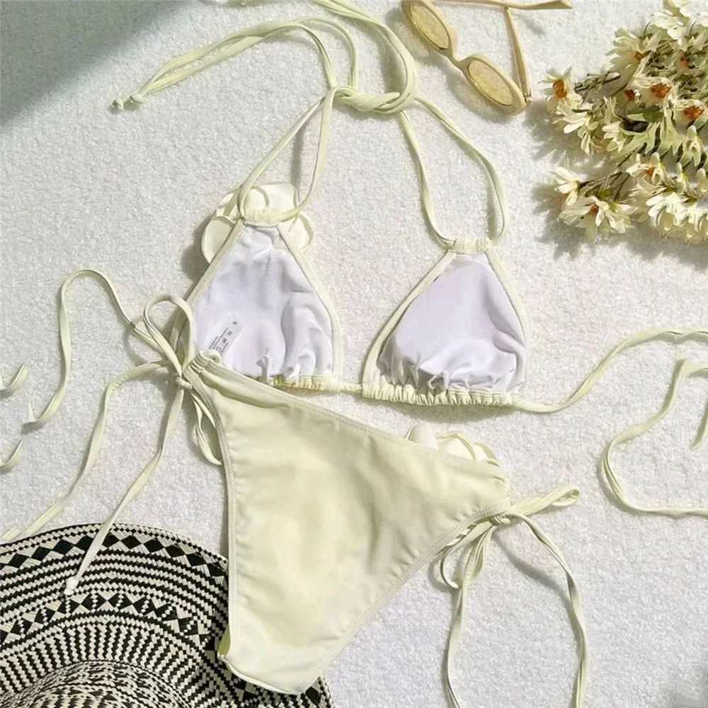 Sexy Rose Flower Bikini Beachwear Swimwear Thong Bikini Women Swimsuits Swimming Bathing Brazilian Bikinis Set Mujer BiquiniT260318
