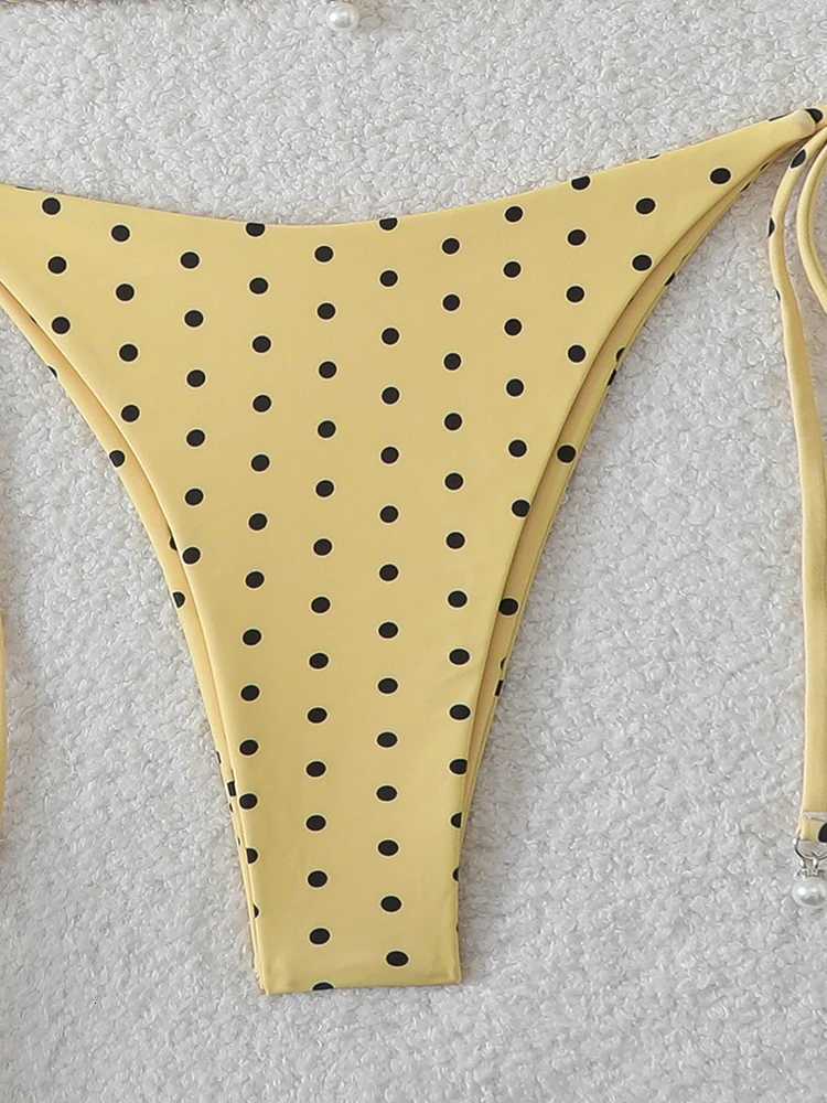 Trend Bikinis 2026 Womens Swimsuit Sexy Pearl Micro Bikinis Sets Dot Print Female Swimwear for Woman Bathing Suits BeachwearT260318