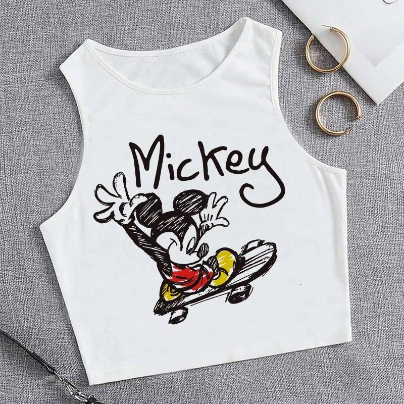 90s Y2k Vest Mickey Minnie Mouse Crop T-shirt Women Tank Top T Shirt Female Clothes Kawaii Disney Cropped Tshirt - view 4