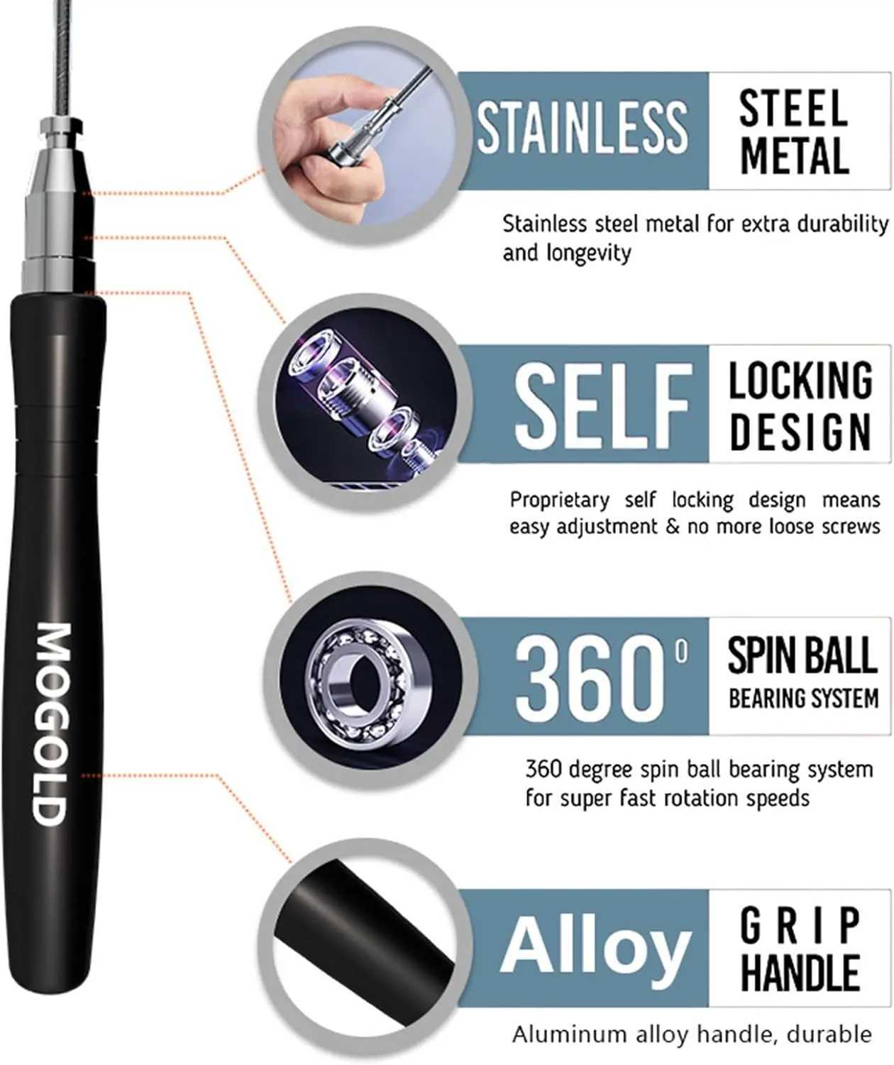 Premium Tangle-Free Speed Jump Rope for Men and Women - Adjustable Self-Locking Design for Boxing CrossFit Home Workouts M260319