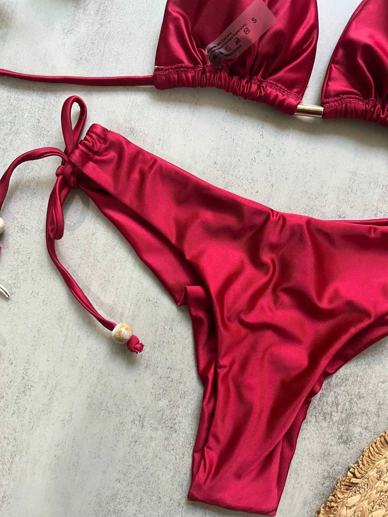 2026 Sexy Folds Bikini Set Solid Micro Bikinis Women Swimsuit Female Triangle Swimwear Beach Wear Bathing SuitT260318