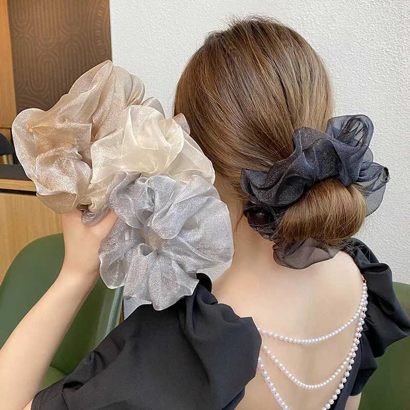 French Double Layer Pearlescent Hair Circles for Women Fashion Elegance Large Mesh Headrope Party Hair Accessories Gift H260319