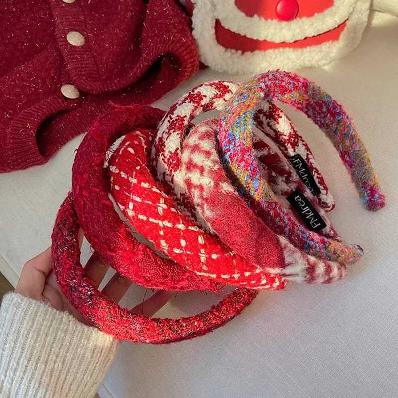 Pretty Merry Christmas Woman Red Wool Knitting Thick Sponge Padded Hairbands for Lady Girls Casual Party Holiday Headband H260319