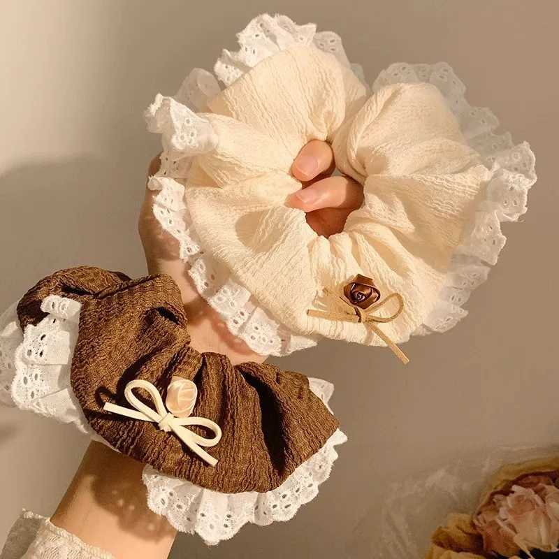 Fabric Lace Flower Edge Hair Ring Cute and Sweet Korean Style Scrunchie Hair Accessories H260319