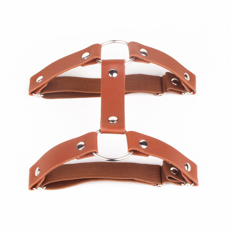 Anklets 5 PCS/LOT PU Leather Round Metal Ring Garter Belt with Punk-Style Leg Rings Leg Chains